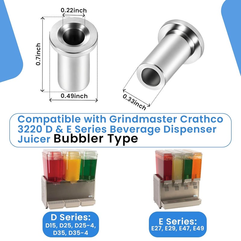 Ulreon 6 Pack 3220 Bearing Sleeve Replacement for Grindmaster Crathco D & E Series Beverage Dispenser Juicer Bubbler Type D15 D25 D25-4 D35 D35-4 E27 E29 E47 E49 Food-Grade 304 Stainless Steel Sleeve Bushing - Image 2